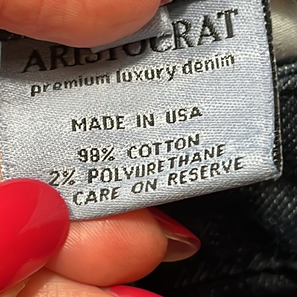 ARISTOCRAT Kent dark BLUE Denim Jeans women’s 31 COTTON blend straight, 9” rise - Picture 13 of 15
